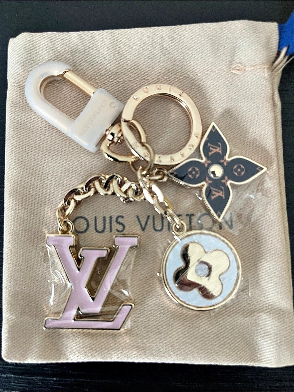 Louis Vuitton World Tour Bag Charm and Key Holder Pink & Gold
